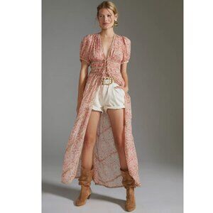 Forever That Girl for Anthropologie Boho Floral Long Robe / Duster